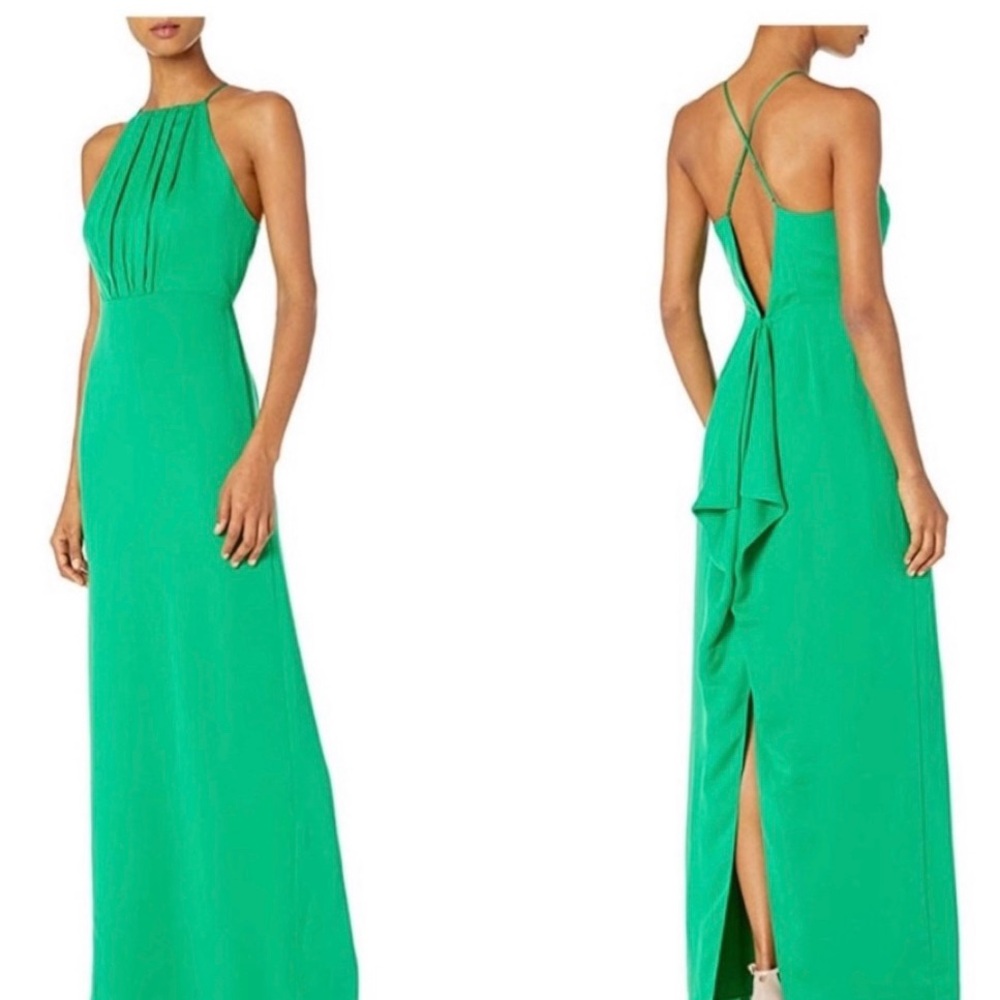 Laundry By Shelli Segal Green Halter Backless Gown size 8